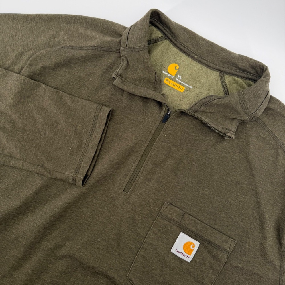 Carhartt Quarter Zip Pullover Mens XL‎ Green Force Relaxed Fit